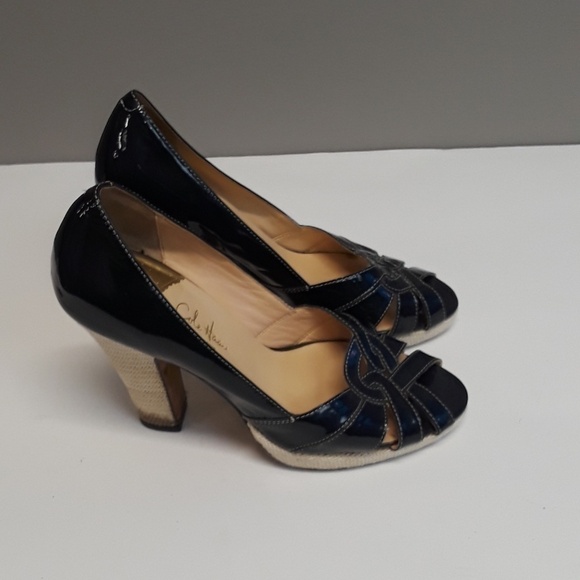 Cole Haan Shoes - 𝅺COLE Haan - Black Patent Leather Peep Toe Heels